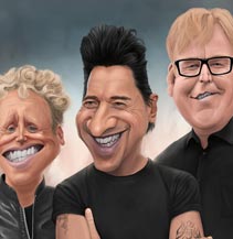 Karikatur Depeche Mode Martin Gore, Dave Gahan, Andy Fletcher, Dominic Lübbecke