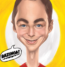 Karikatur, Jim Parsons, Sheldon Cooper, The Big Bang Theory, Bazinga, Dominic Lübbecke, Karikaturist, Magdeburg+